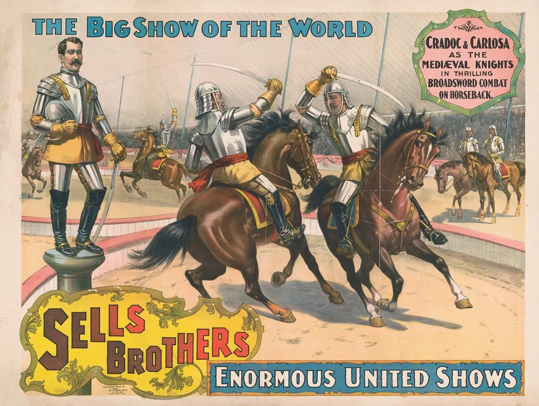 Sells Brothers Enormous United Shows Cradoc And Carlosa Combat On Horseback