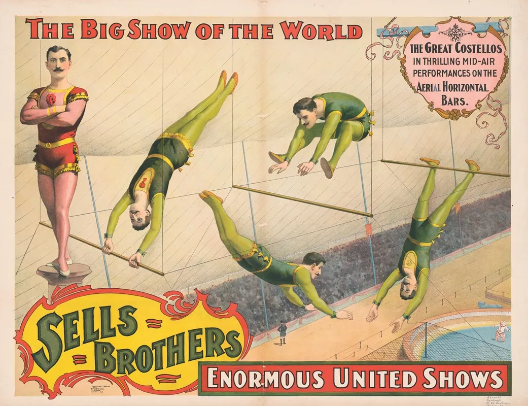 Sells Brothers Enormous United Shows The Great Costellos On The Aerial Horizontal Bars
