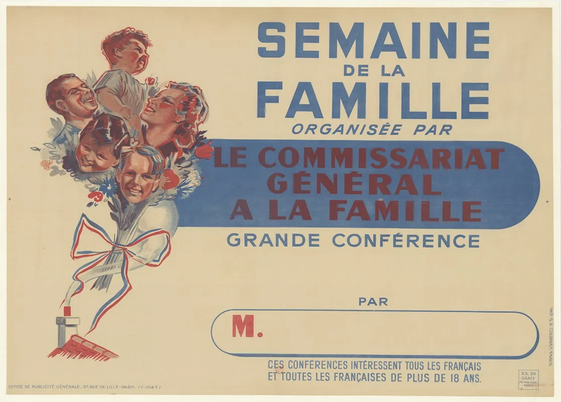Semaine De La Famille Organisee Par Le Commissariat General A La Famille Wall Art by Office de Publicité Générale - High-Resolution Digital Print