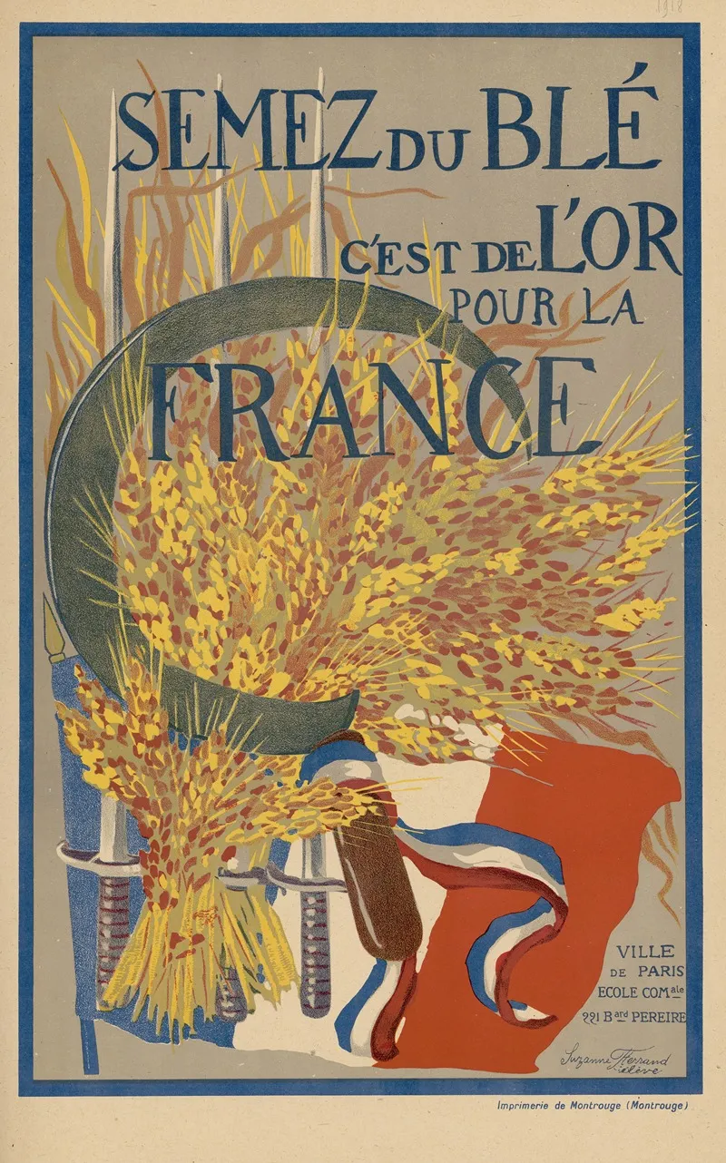 Semez Du Ble Cest De Lor Pour La France Wall Art by Suzanne Ferrand - High-Resolution Digital Print