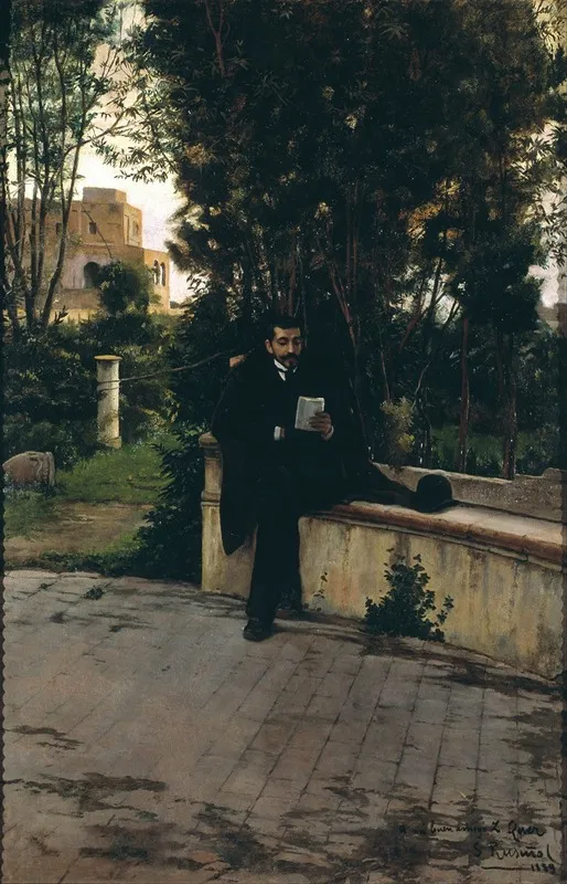 Senyor Quer In The Garden Wall Art by Santiago Rusiñol - Canvas Print