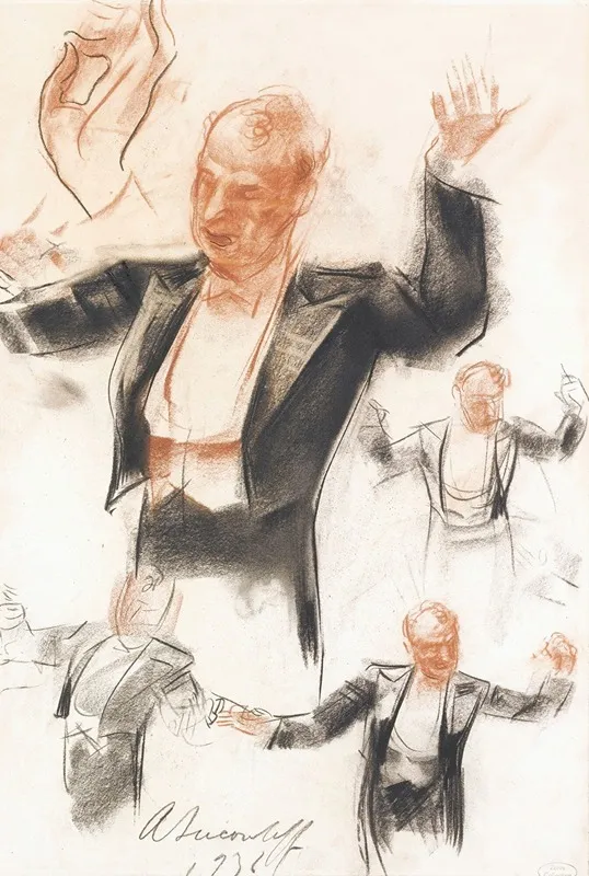 Sergei Kusevitsky Conducting The Boston Symphony Orchestra Wall Art by Alexandre Jacovleff - High-Resolution Digital Print