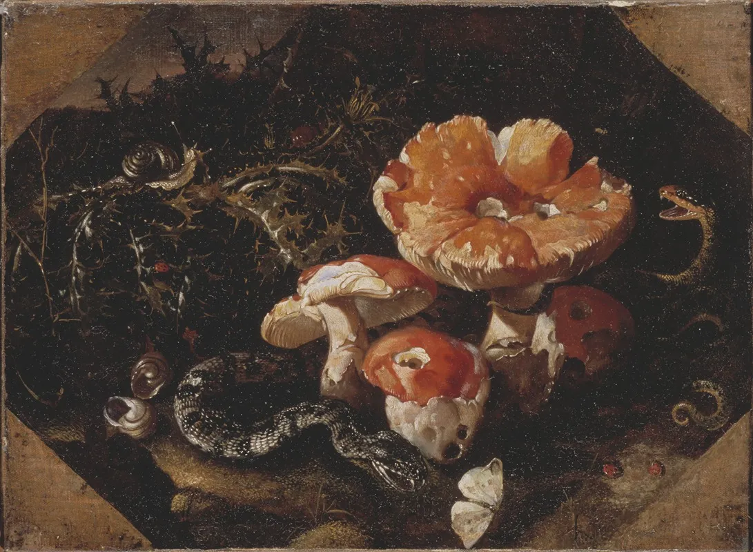 Serpents Fly Agarics And Thistles Wall Art by Paolo Porpora - High-Resolution Digital Print
