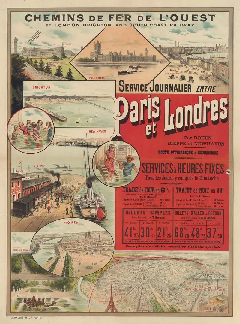 Service Journalier Entre Paris Et Londres Wall Art by A. Maulde et Cie - High-Resolution Digital Print