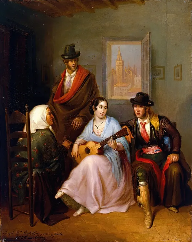 Serving Girl Singing Tavern Scene Wall Art by Angel María Cortellini Hernández - High-Resolution Digital Print