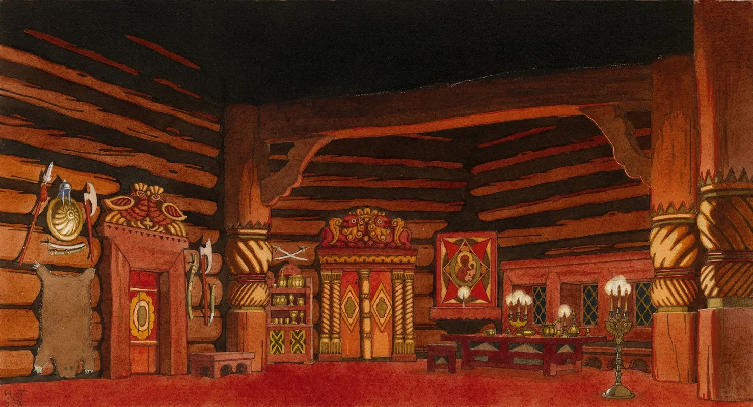 Set Design For The Opera The Tsars Bride Wall Art by Ivan Bilibin - High-Resolution Digital Print
