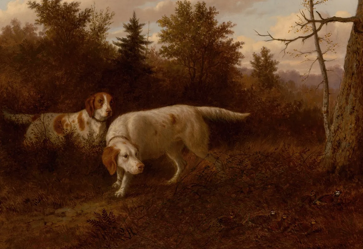 Setters And Quail Wall Art by Thomas Hewes Hinckley - High-Resolution Digital Print