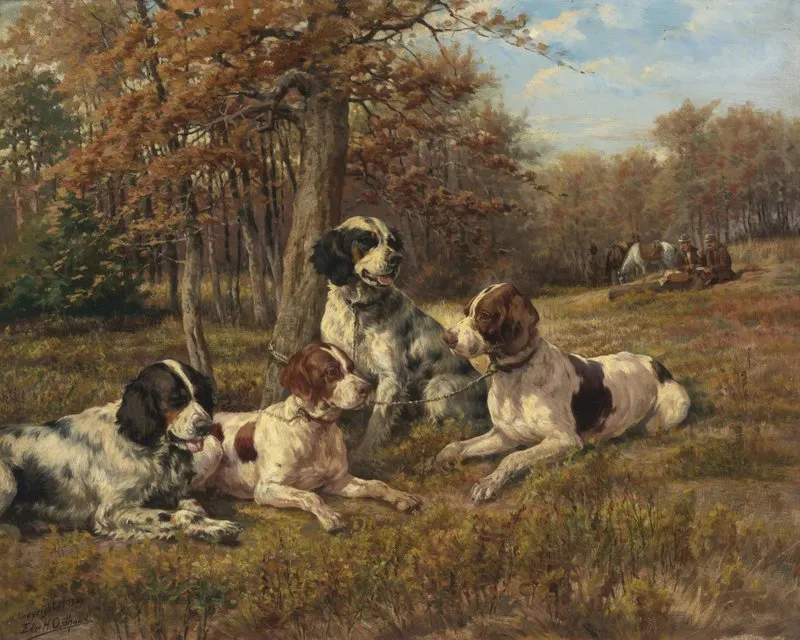 Setters At Rest Wall Art by Edmund Henry Osthaus - High-Resolution Digital Print