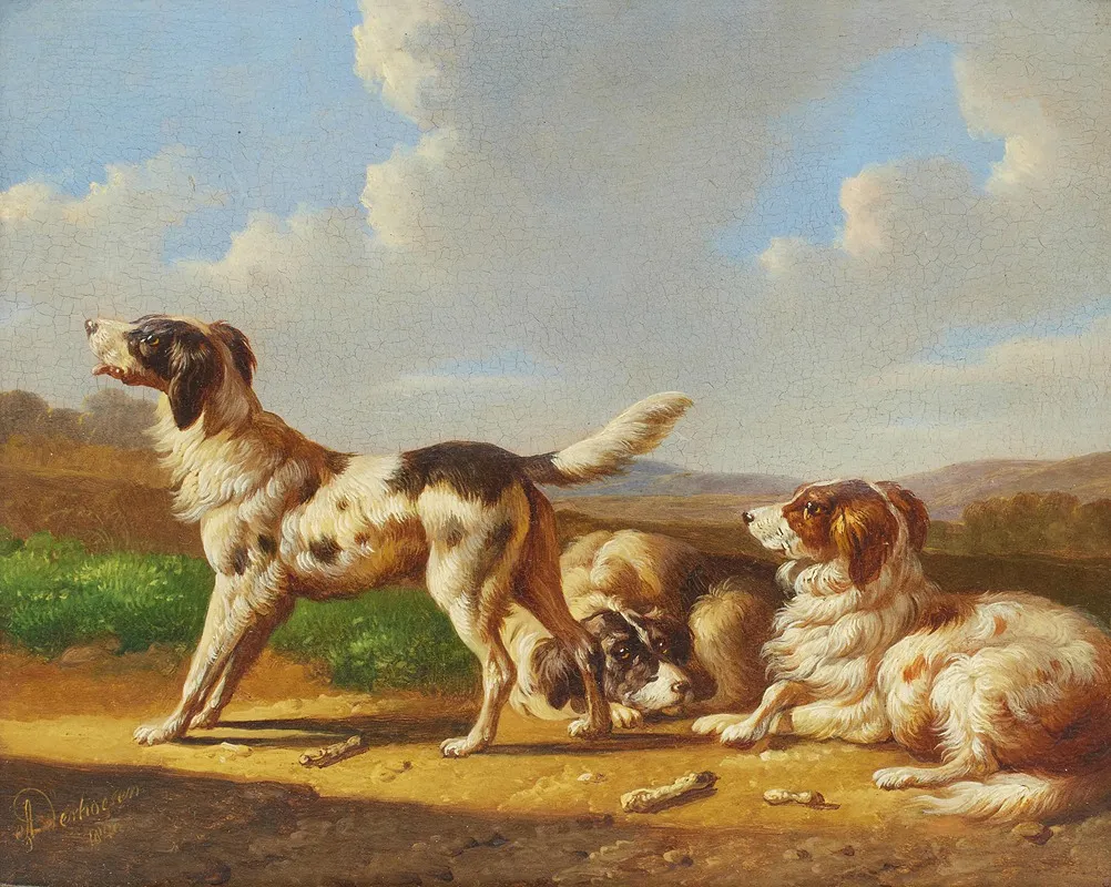 Setters In A Landscape Wall Art by Albertus Verhoesen - High-Resolution Digital Print