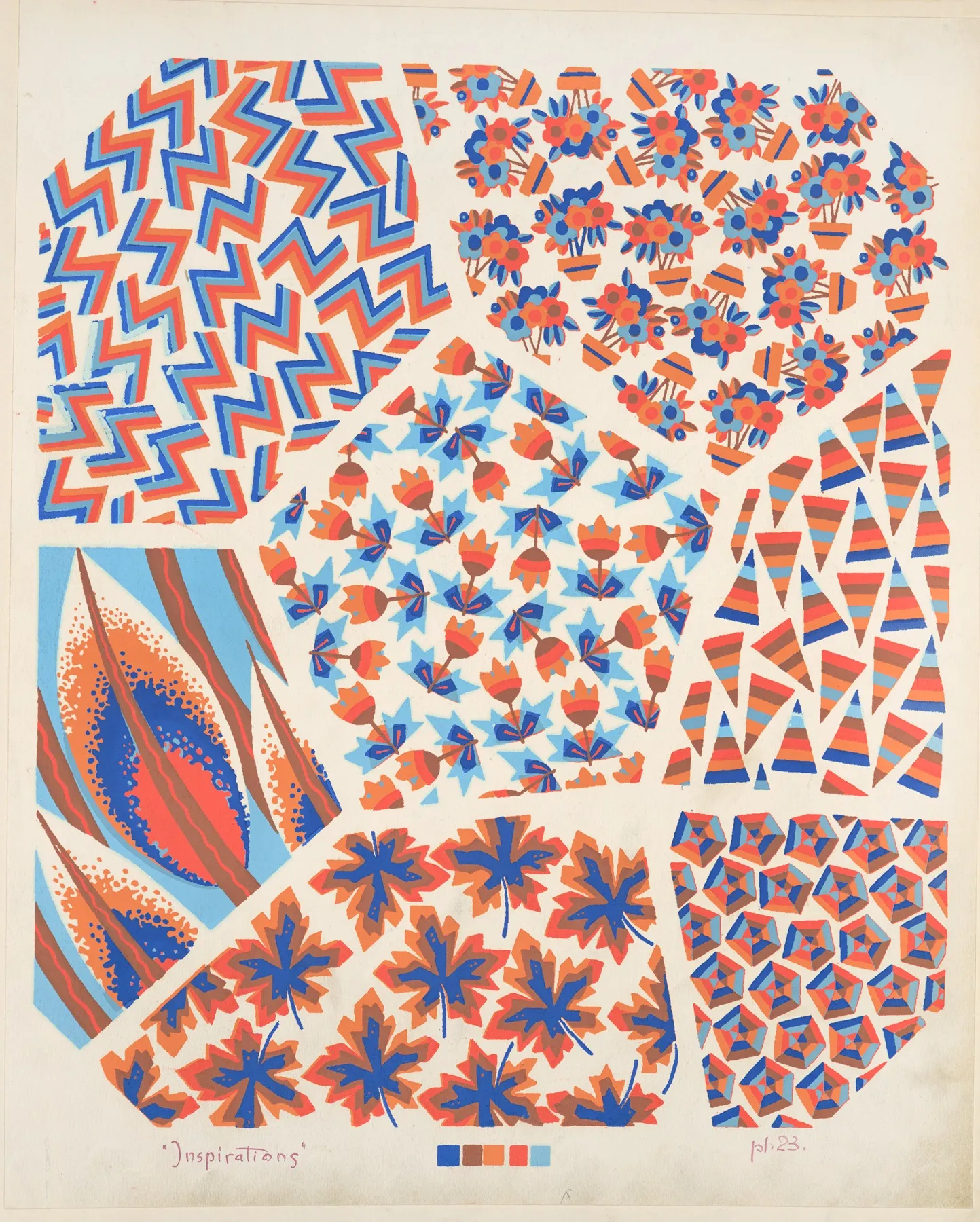 Seven Compositions Plant Life And Geometric Wall Art by André Durenceau - High-Resolution Digital Print