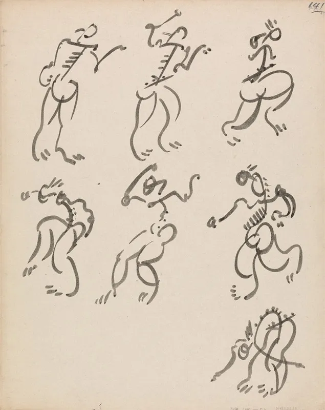 Seven Dancing Figures In Three Registers
