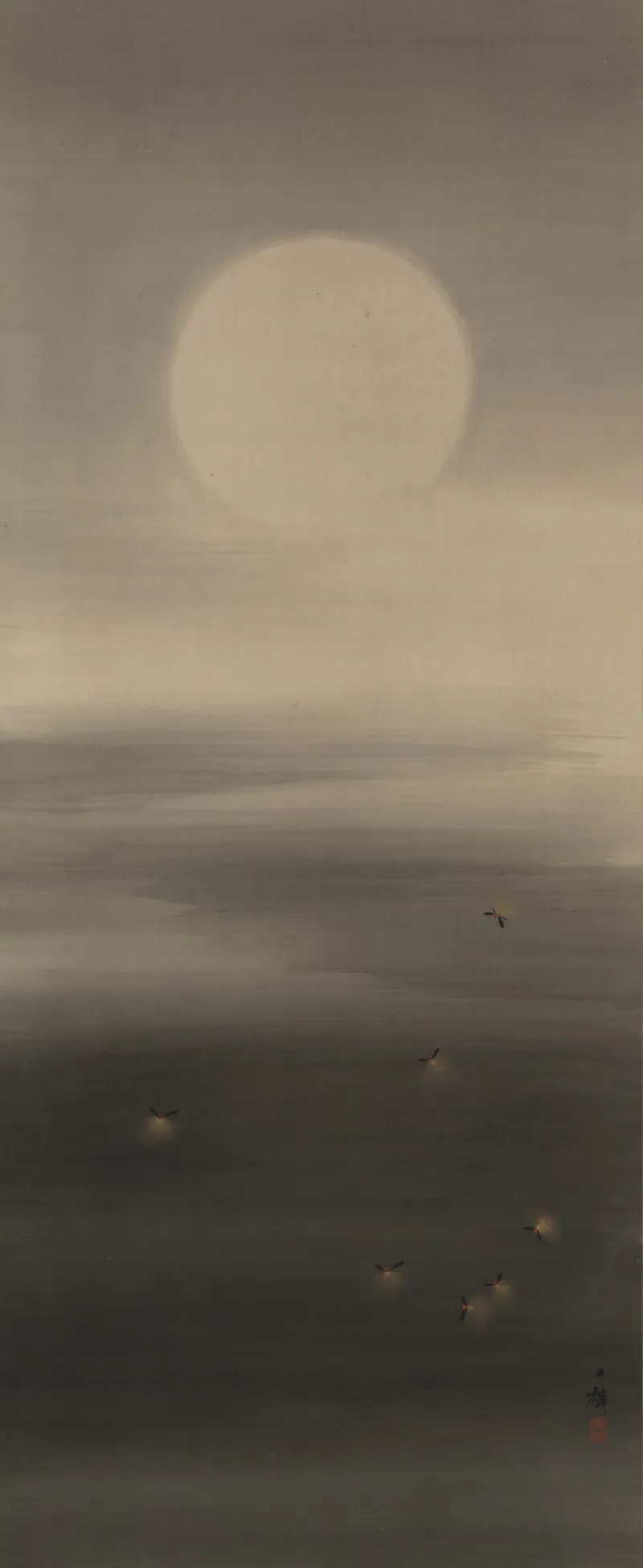 Seven Fireflies In The Moonlight Wall Art by Shiokawa Bunrin - High-Resolution Digital Print