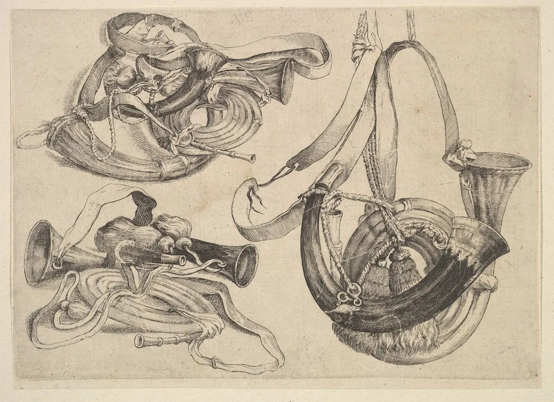 Seven Hunting Horns In Three Groupings