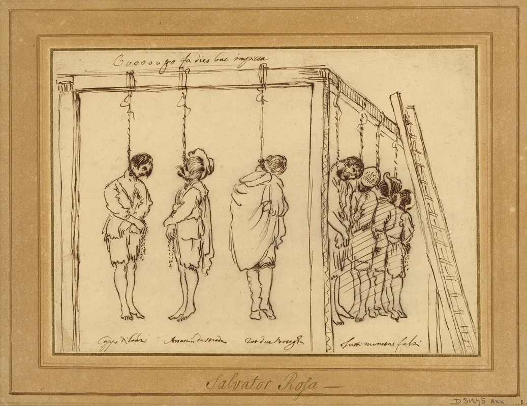 Seven Men On The Gallows Wall Art by Bolognese School - High-Resolution Digital Print
