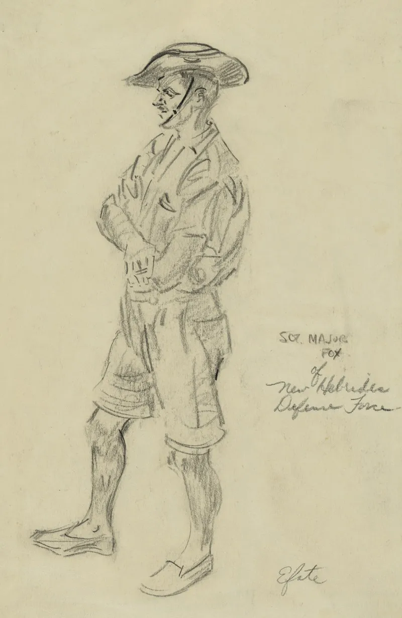 Sgt Major Fox Of New Hebrides Defense Force Wall Art by Howard Brodie - High-Resolution Digital Print