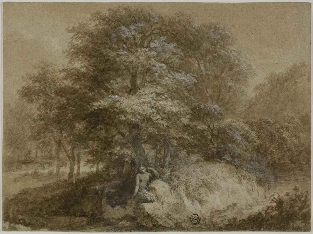 Shady Grove With Nymph Seated Under Tree Wall Art by Adam Friedrich Oeser - High-Resolution Digital Print