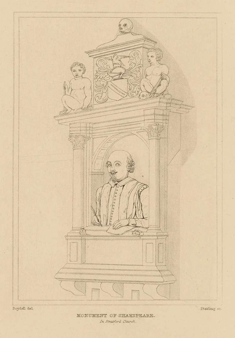 Shakespeares Monument In The Church At Stratford Upon Avon Wall Art by William Francis Starling - High-Resolution Digital Print