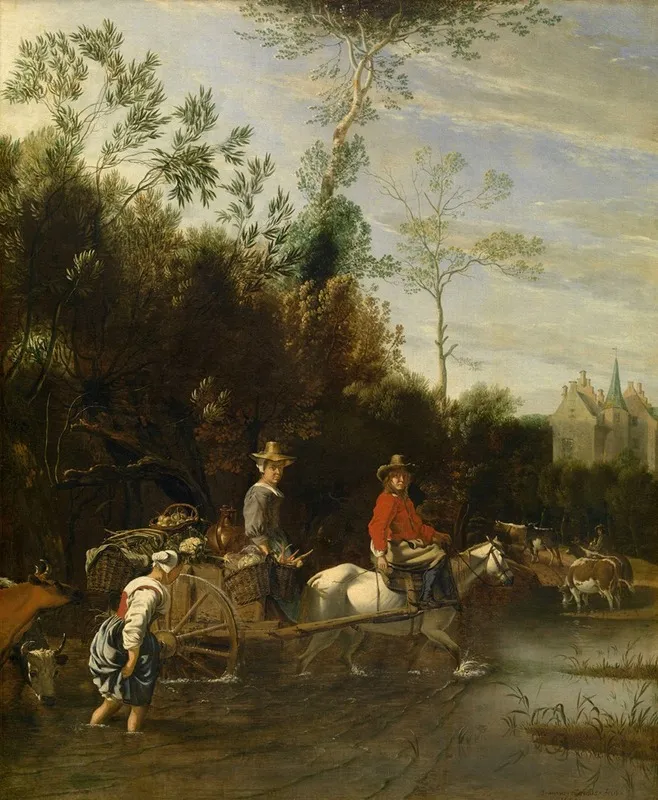 Shallow Water Near A Castle Wall Art by Jan Siberechts - High-Resolution Digital Print