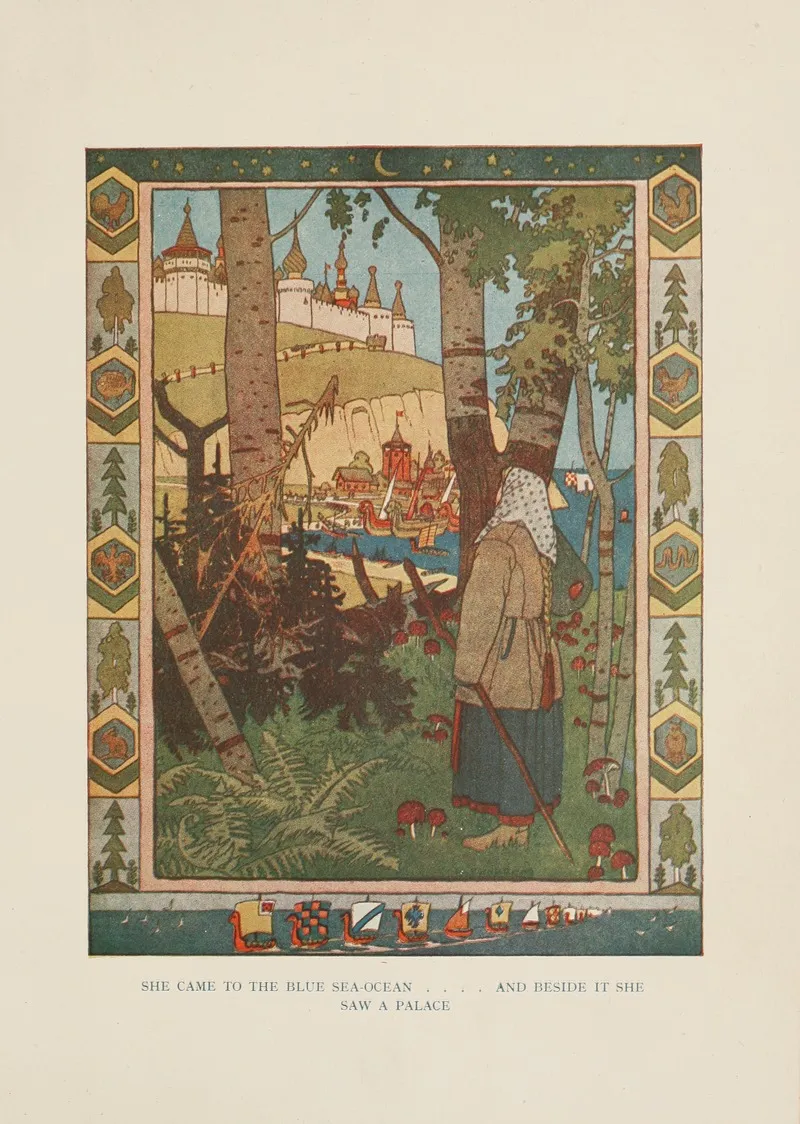 She Came To The Blue Sea Ocean Wall Art by Ivan Bilibin - High-Resolution Digital Print