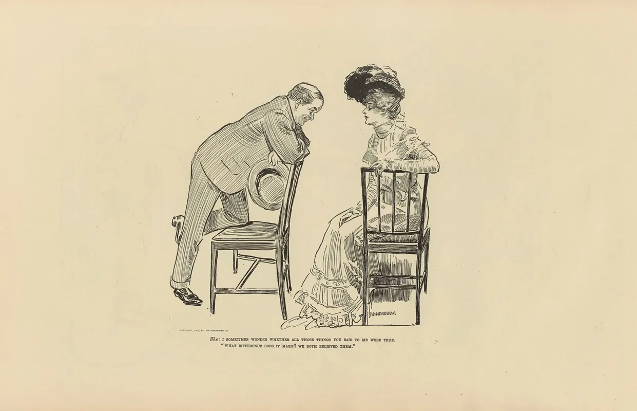 She I Sometimes Wonder Whether All Those Things You Said To Me Were True Wall Art by Charles Dana Gibson - High-Resolution Digital Print