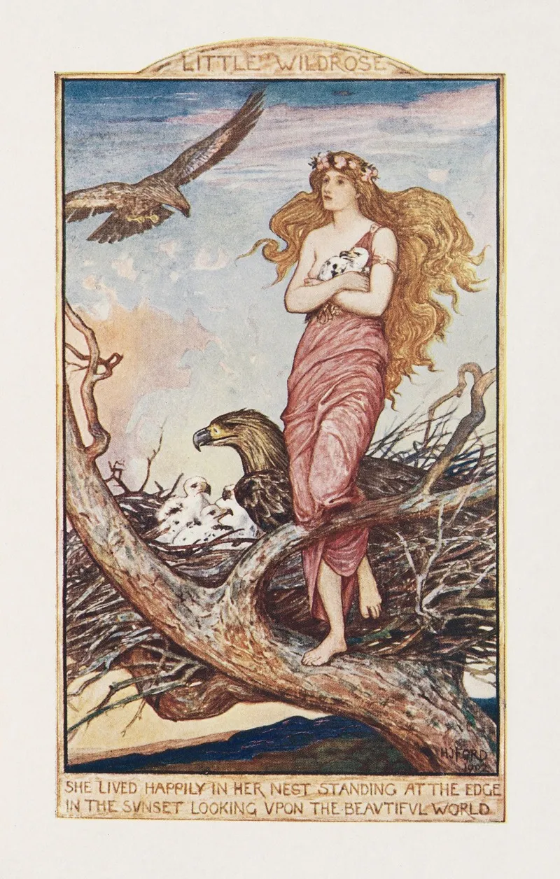 She Lived Happily In Her Nest Standing At The Edge In The Sunset Looking Upon The Beautiful World
