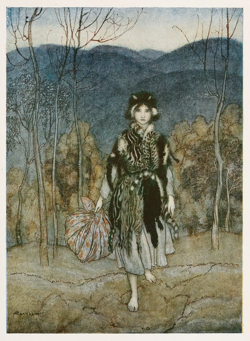She Went Along And Went Along And Went Along Wall Art by Arthur Rackham - High-Resolution Digital Print