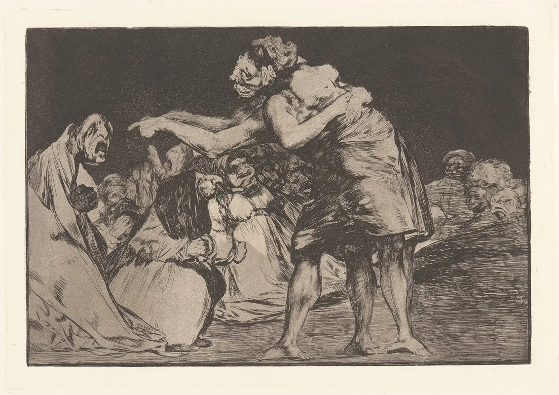 She Who Is Ill Wed Never Misses A Chance To Say So Disorderly Folly La Que Mal Marida Nunca Le Falta Que Diga Disparate Disordenado Disparate Matrimonial Wall Art by Francisco de Goya - High-Resolution Digital Print