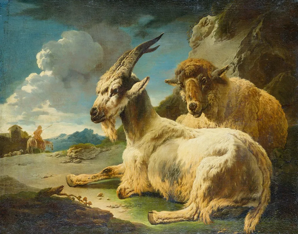 Sheep And Goat In A Rocky Landscape