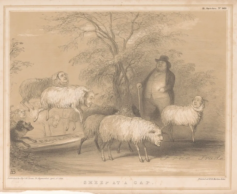 Sheep At A Gap Wall Art by John Doyle - High-Resolution Digital Print