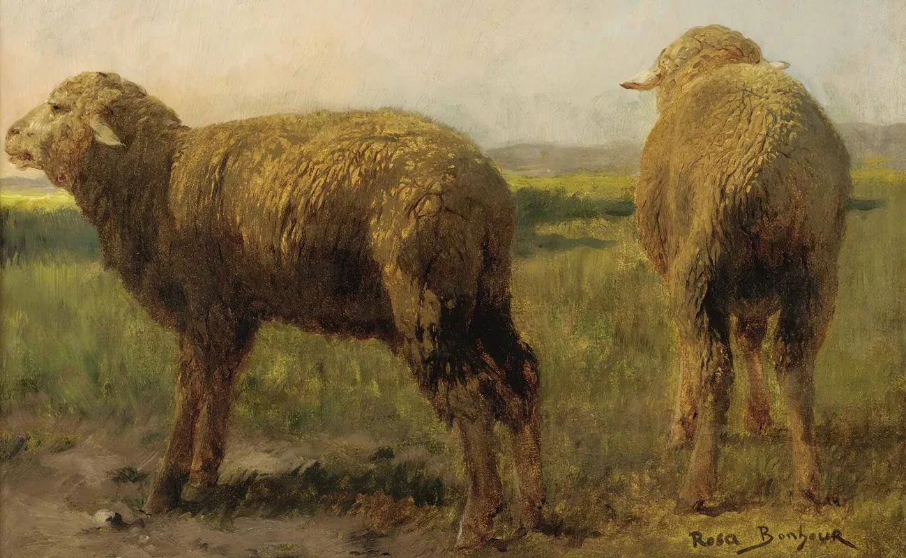 Sheep In A Meadow 3 Wall Art by Rosa Bonheur - High-Resolution Digital Print