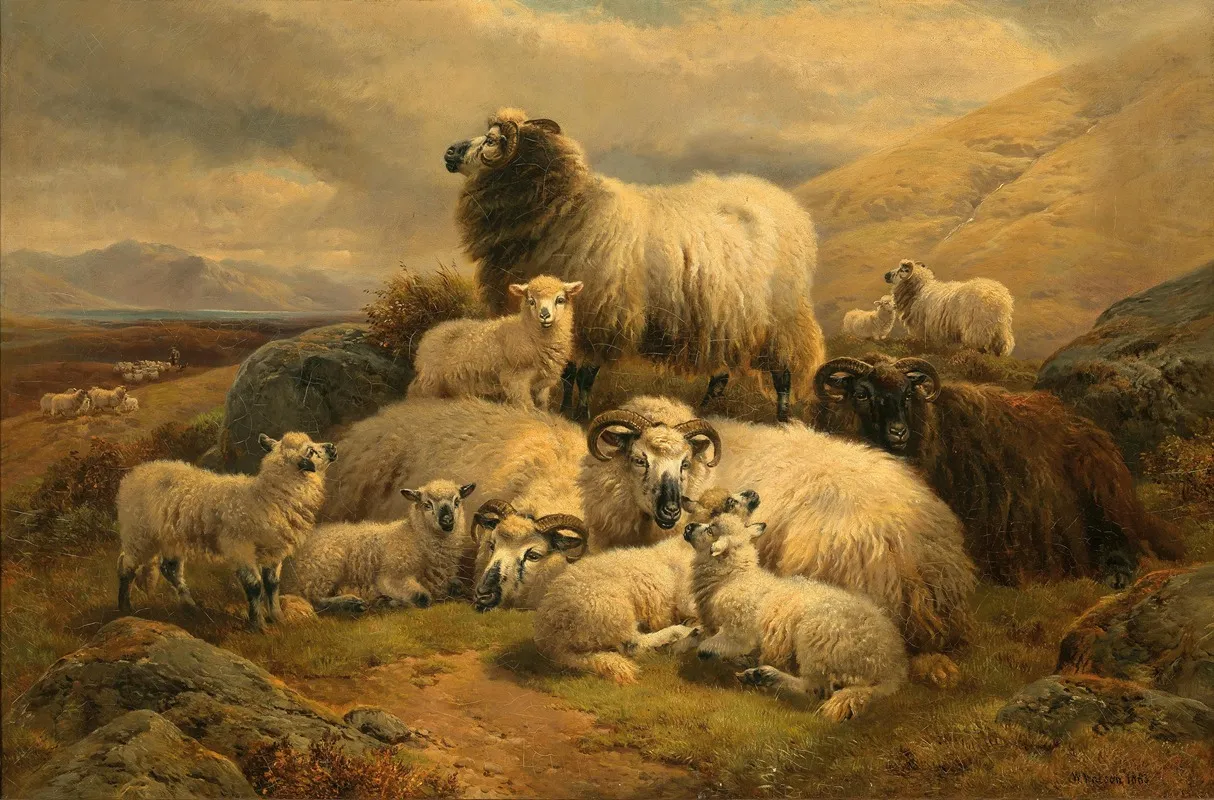 Sheep In The Scottish Highlands Wall Art by William Watson - High-Resolution Digital Print