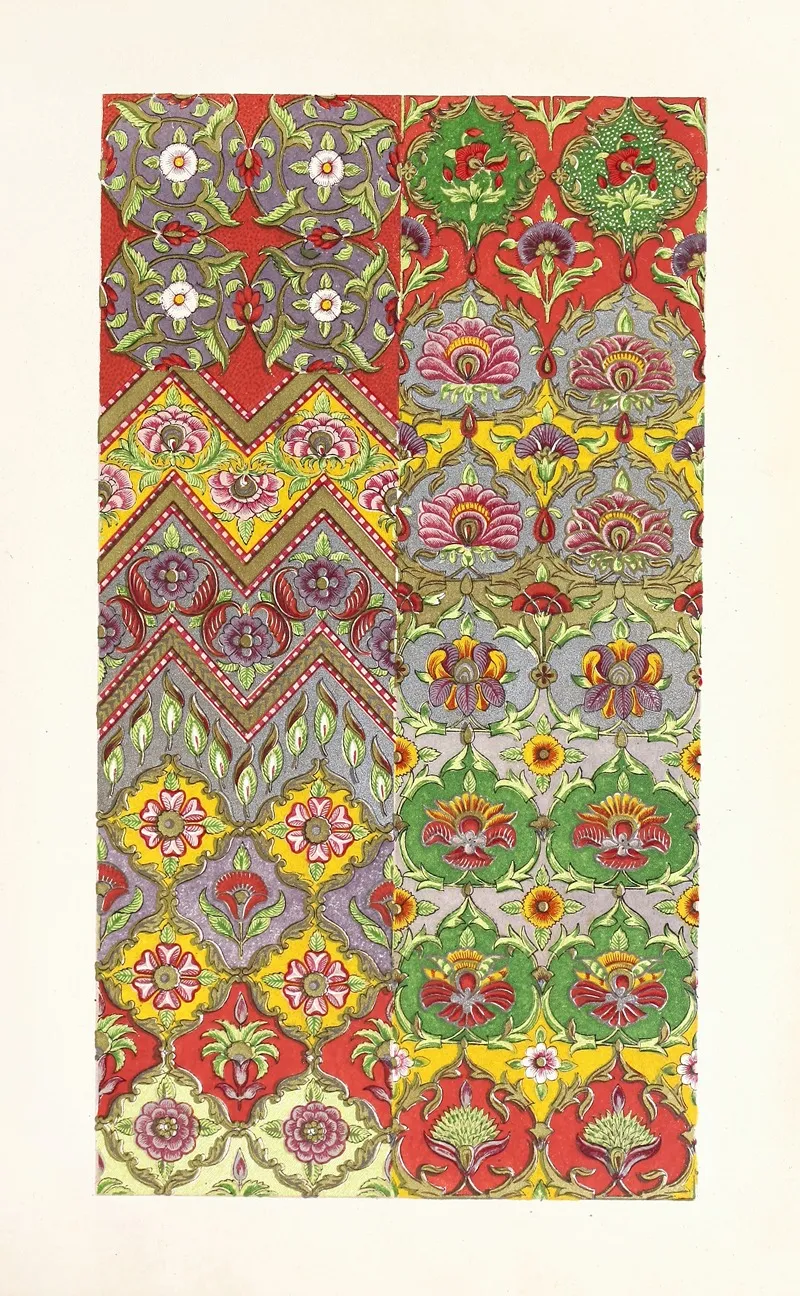 Sheet Of Persian Designs For Textile Fabrics Wall Art by John Charles Robinson - High-Resolution Digital Print