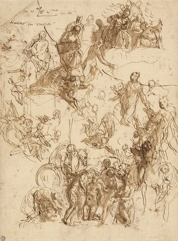 Sheet Of Studies For The Martyrdom Of Saint George Wall Art by Paolo Veronese - High-Resolution Digital Print