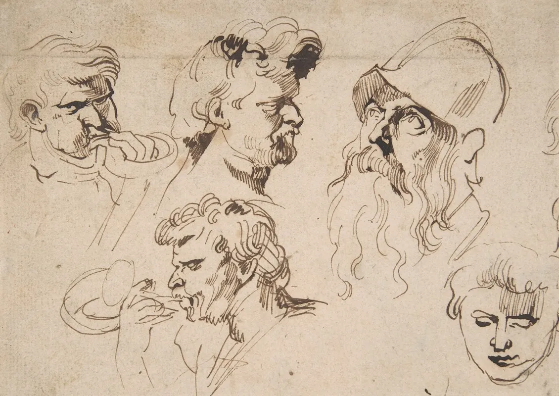 Sheet Of Studies Of Heads