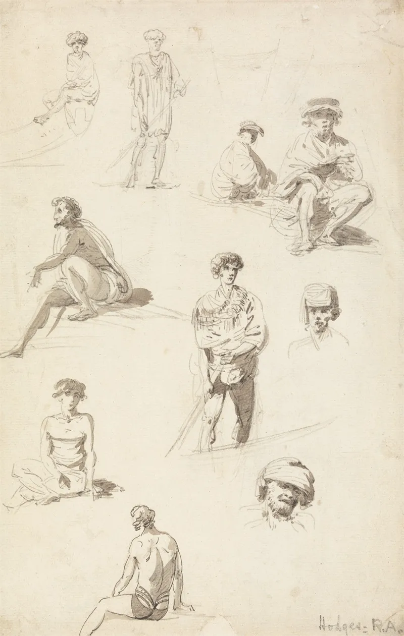 Sheet Of Studies Of Oriental Figures