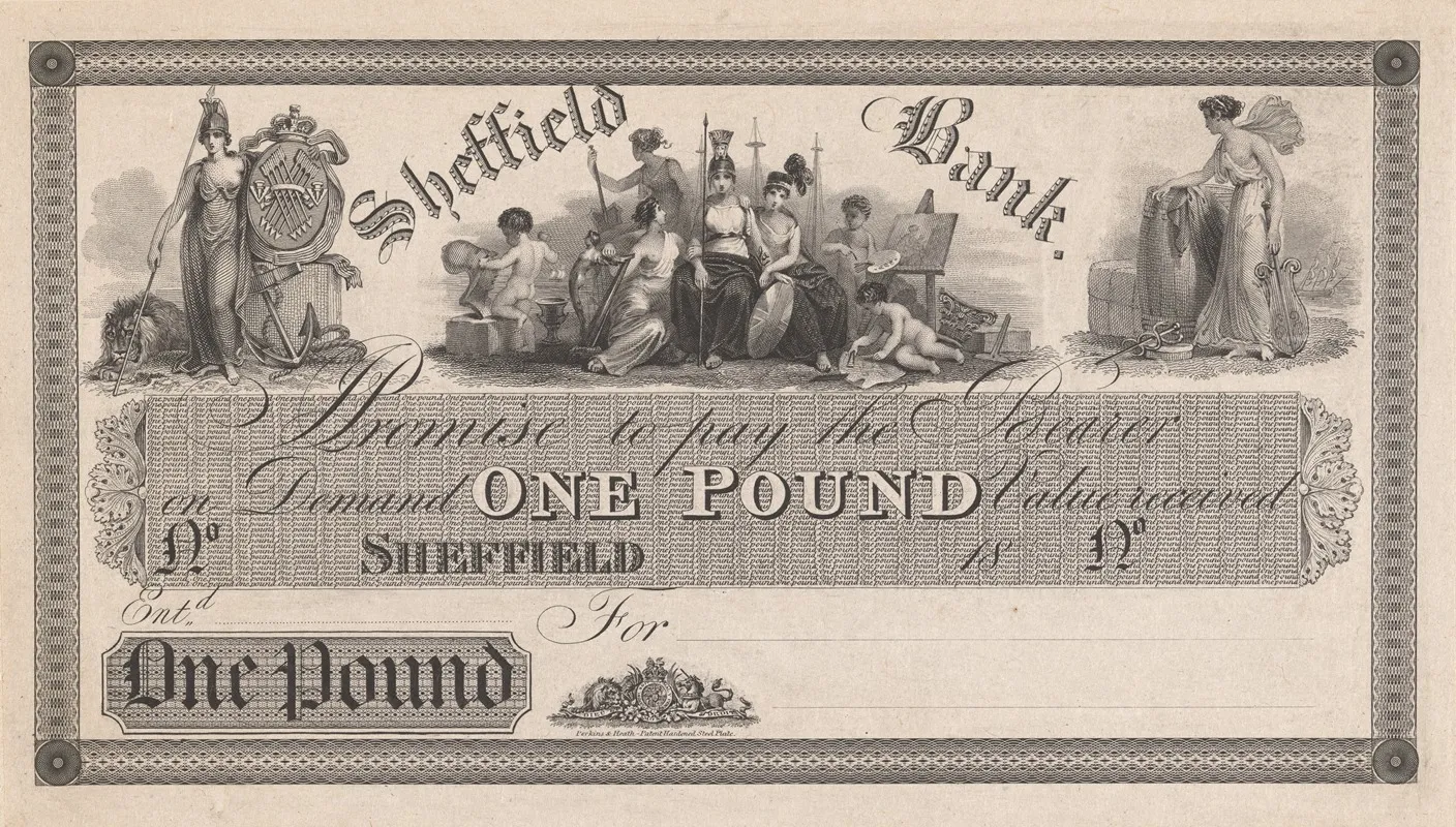 Sheffield Bank One Pound Note 2 Wall Art by Perkins &amp; Heath - High-Resolution Digital Print
