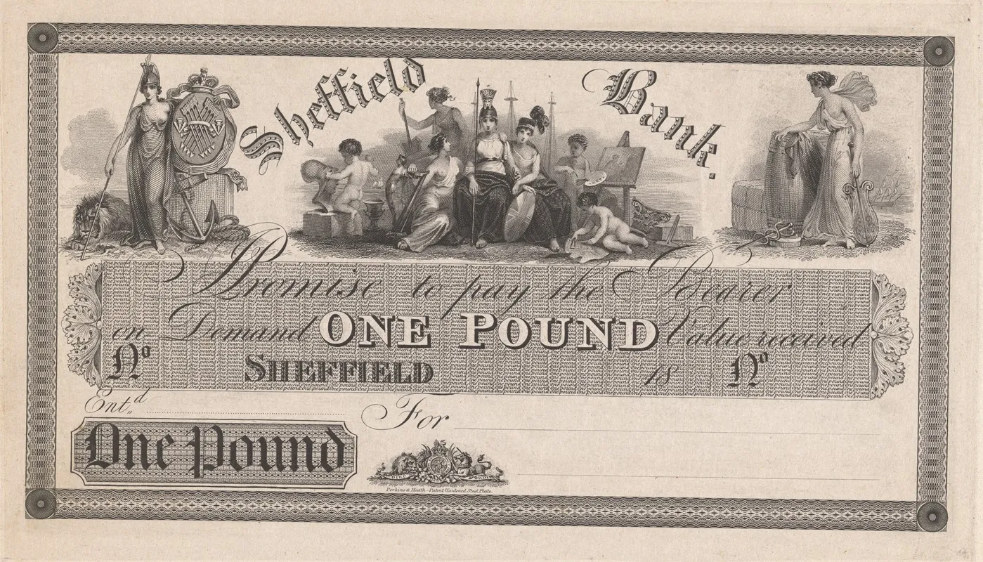 Sheffield Bank One Pound Note Wall Art by Perkins &amp; Heath - High-Resolution Digital Print