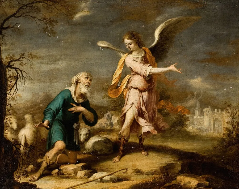 Shepherd And Archangel In An Extensive Landscape Wall Art by Cornelis Schut III - High-Resolution Digital Print