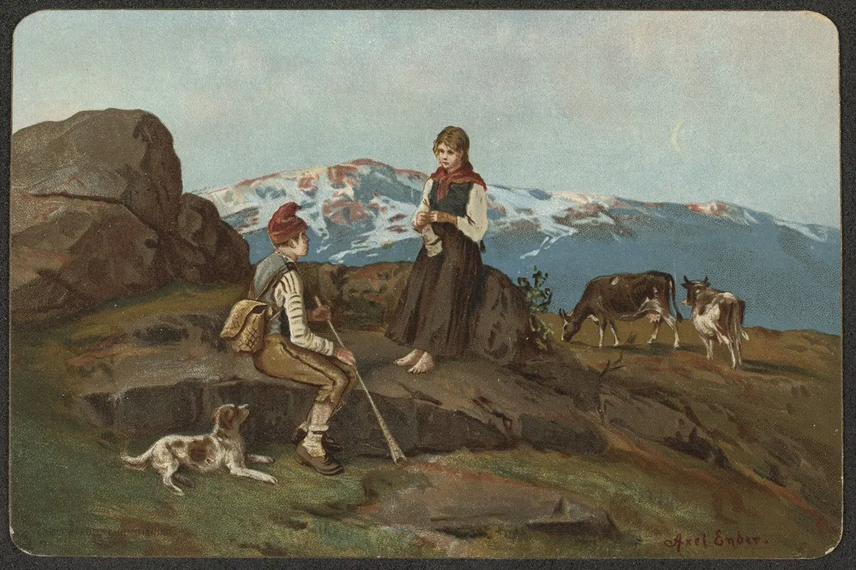 Shepherd And Girl Wall Art by Axel Hjalmar Ender - High-Resolution Digital Print