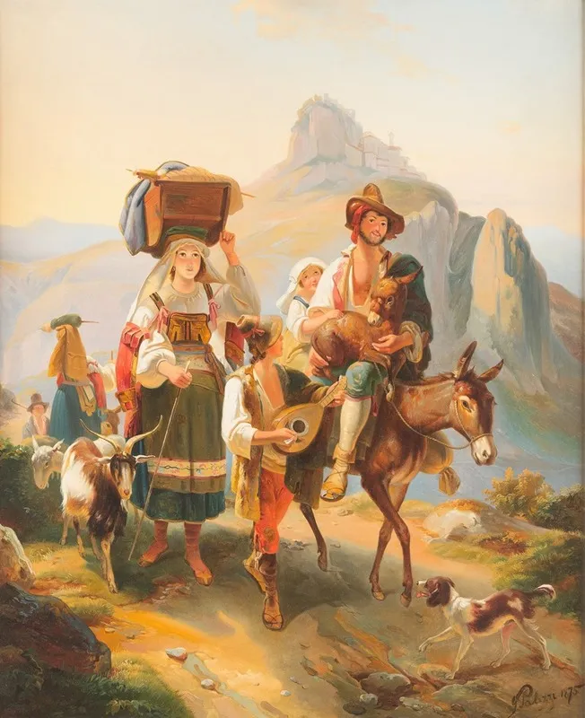 Shepherd Family In The Abruzzo Wall Art by Giuseppe Palizzi - High-Resolution Digital Print