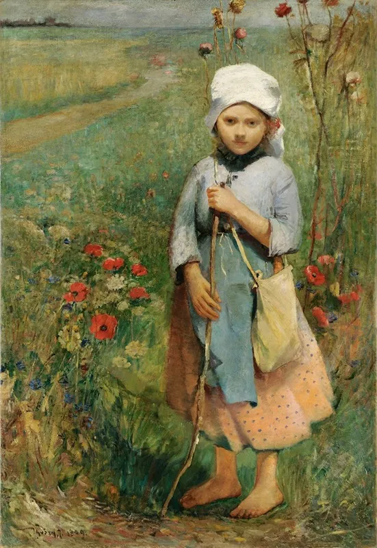 Shepherd Girl Wall Art by Ignác Ujváry - High-Resolution Digital Print