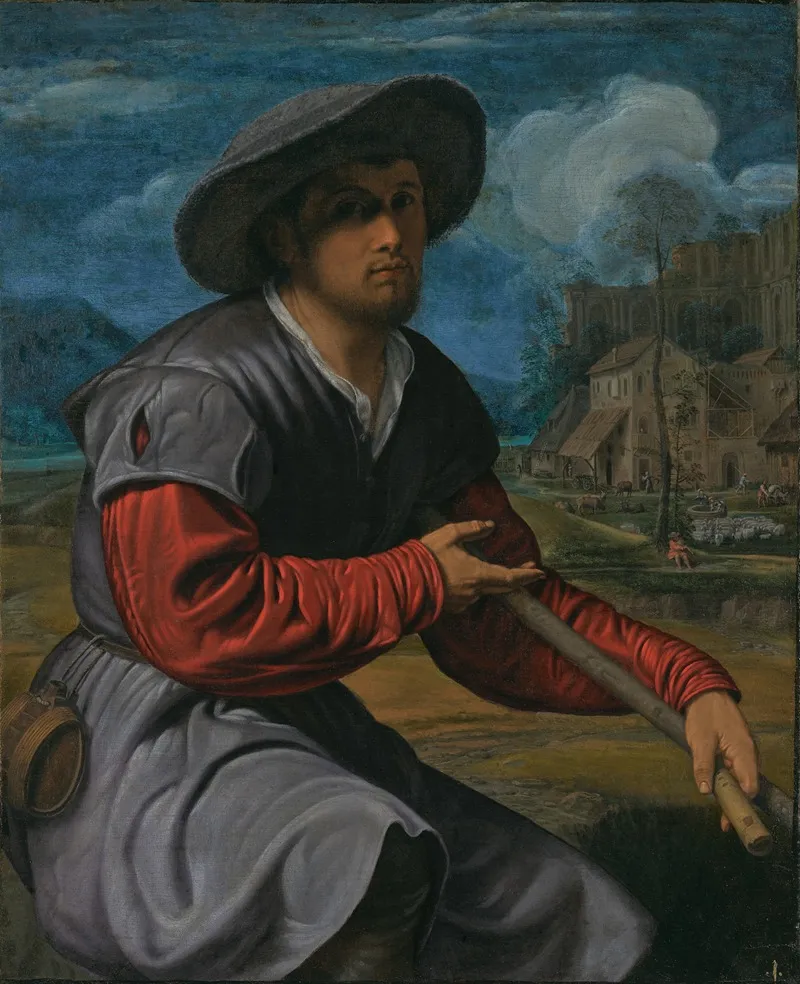 Shepherd With A Flute Wall Art by Giovanni Girolamo Savoldo - High-Resolution Digital Print
