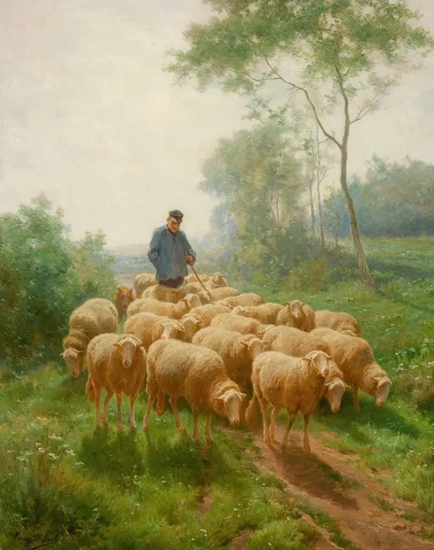 Shepherd With Flock Wall Art by Franz De Beul - High-Resolution Digital Print