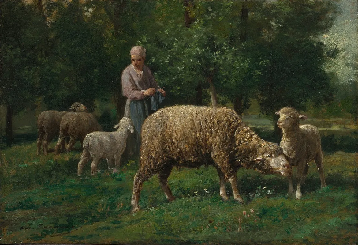 Shepherdess With Sheep