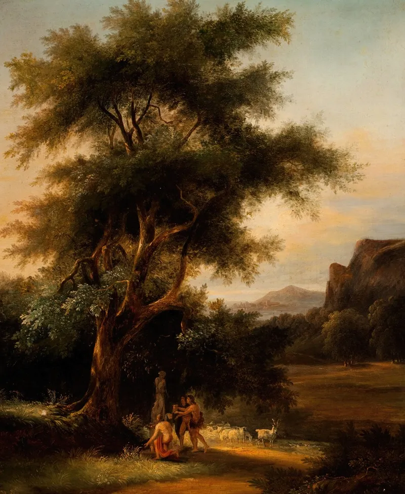 Shepherds At The Shrine Of Artemis Wall Art by School Of Claude Lorrain - High-Resolution Digital Print