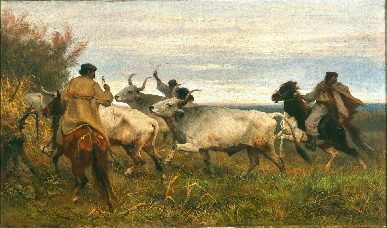 Shepherds Driving Oxen Wall Art by Otto von Thoren - High-Resolution Digital Print