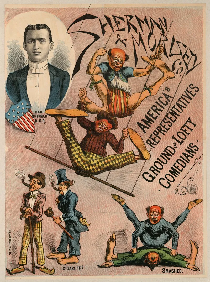 Sherman Morisey Co Americas Representatives Ground And Lofty Comedians Wall Art by Lith. Wihl. Hendl, Wien IX - High-Resolution Digital Print