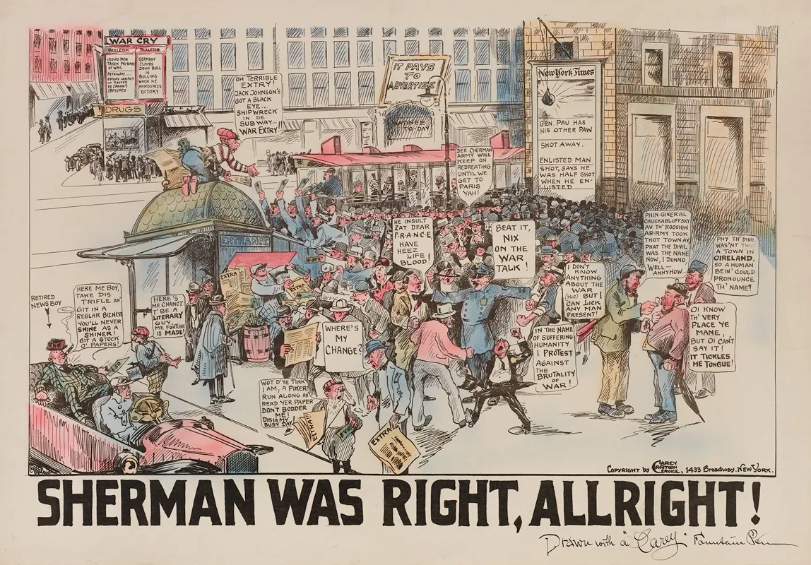Sherman Was Right Allright Wall Art by Carey Cartoon Service - High-Resolution Digital Print