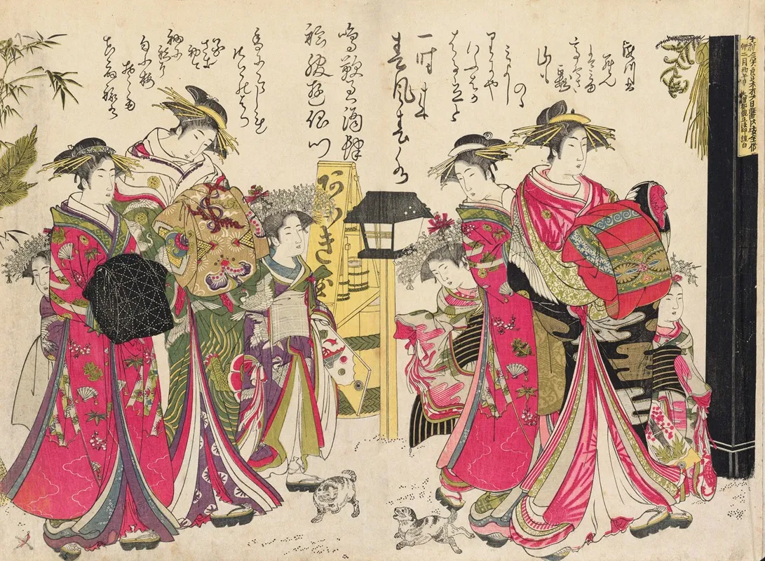 Shin Bijin Awase Jihitsu Kagami Pl 1 Wall Art by Santō Kyōden - High-Resolution Digital Print