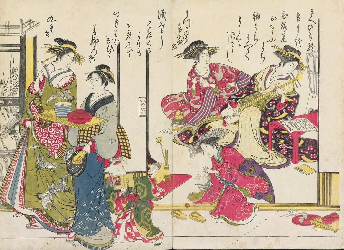 Shin Bijin Awase Jihitsu Kagami Pl 6 Wall Art by Santō Kyōden - High-Resolution Digital Print